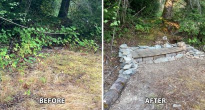 before and after of a bench build