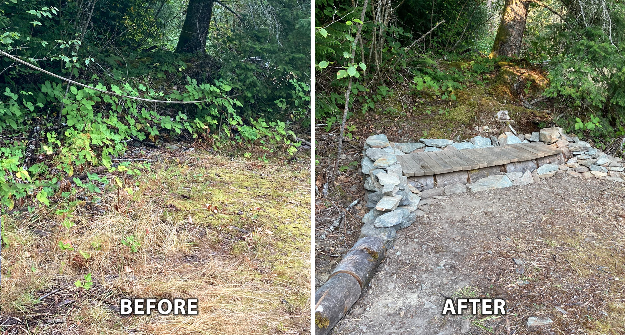 before and after of a bench build